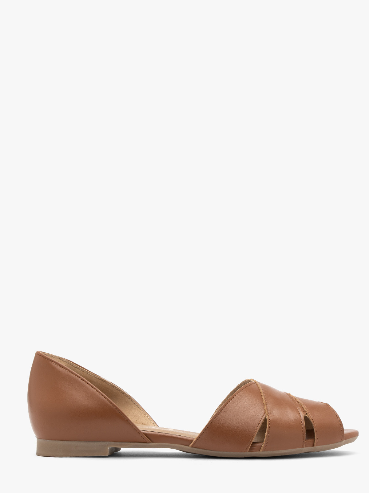 Jasnobrązowe baleriny z ozdobną cholewką KARA