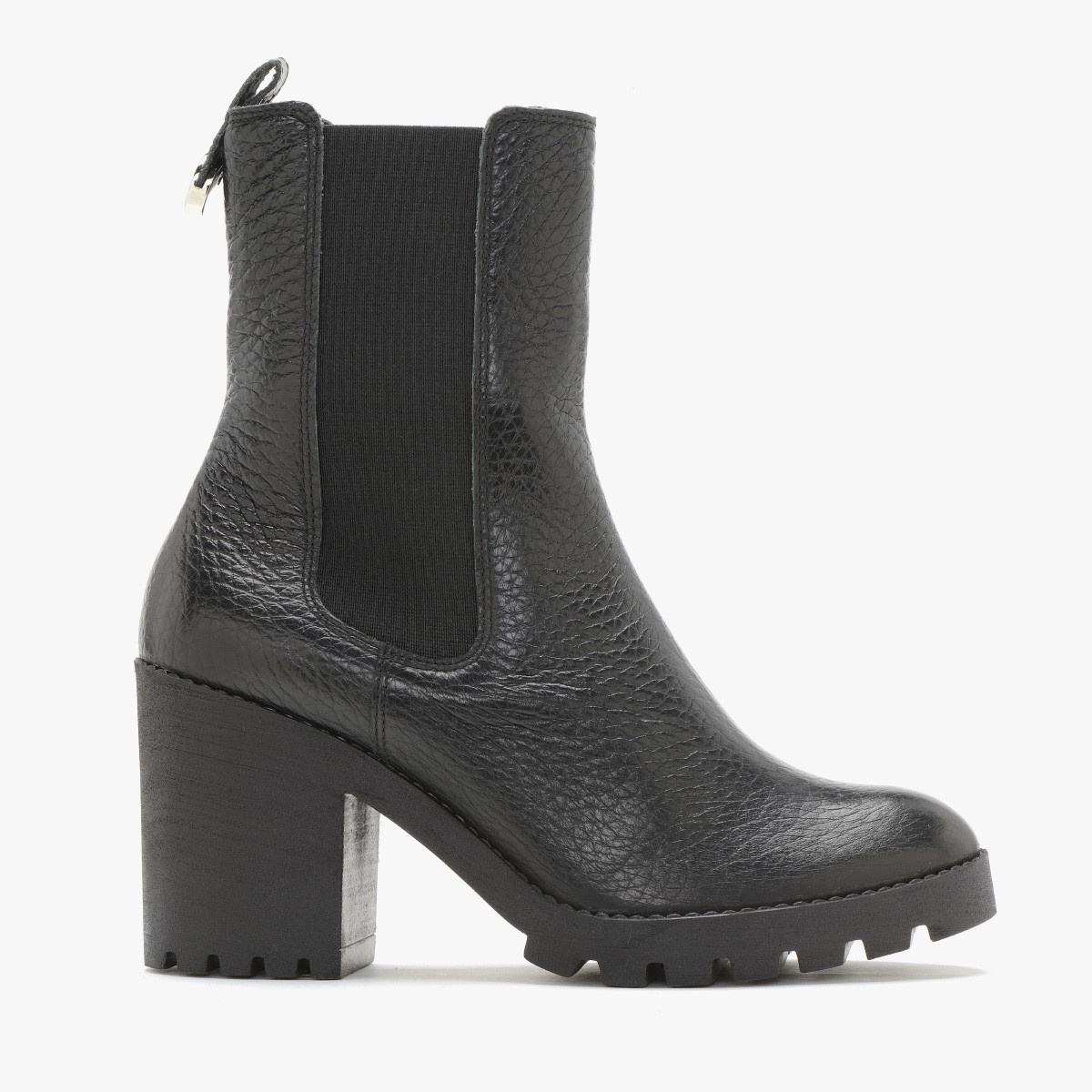 Czarne sztyblety na obcasie IDA