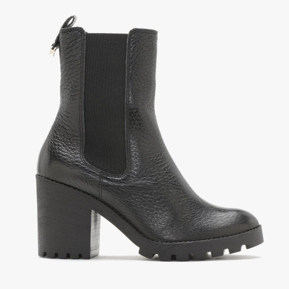 Czarne sztyblety na obcasie IDA