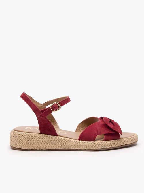 Bordowe sandały z kokardą
