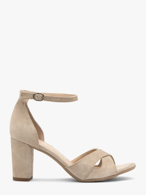 Beżowe sandały damskie na obcasie