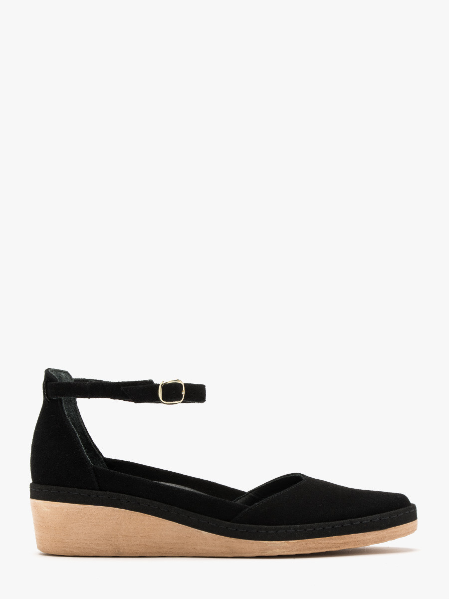 Czarne czółenka na platformie z paskiem wokół kostki SOFIA