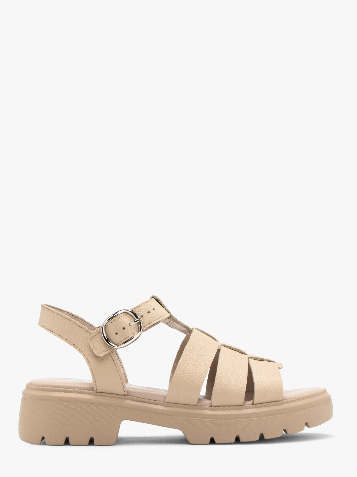 Beżowe sandały z ozdobną cholewką SONIA