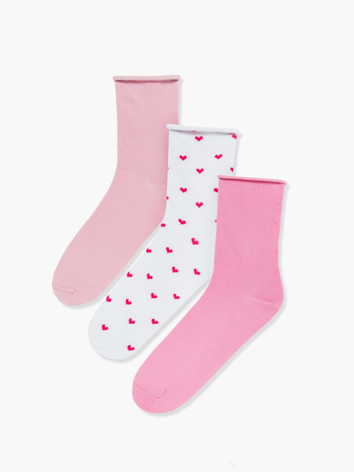 Biało-różowy trójpak skarpet bawełnianych SKARPETY