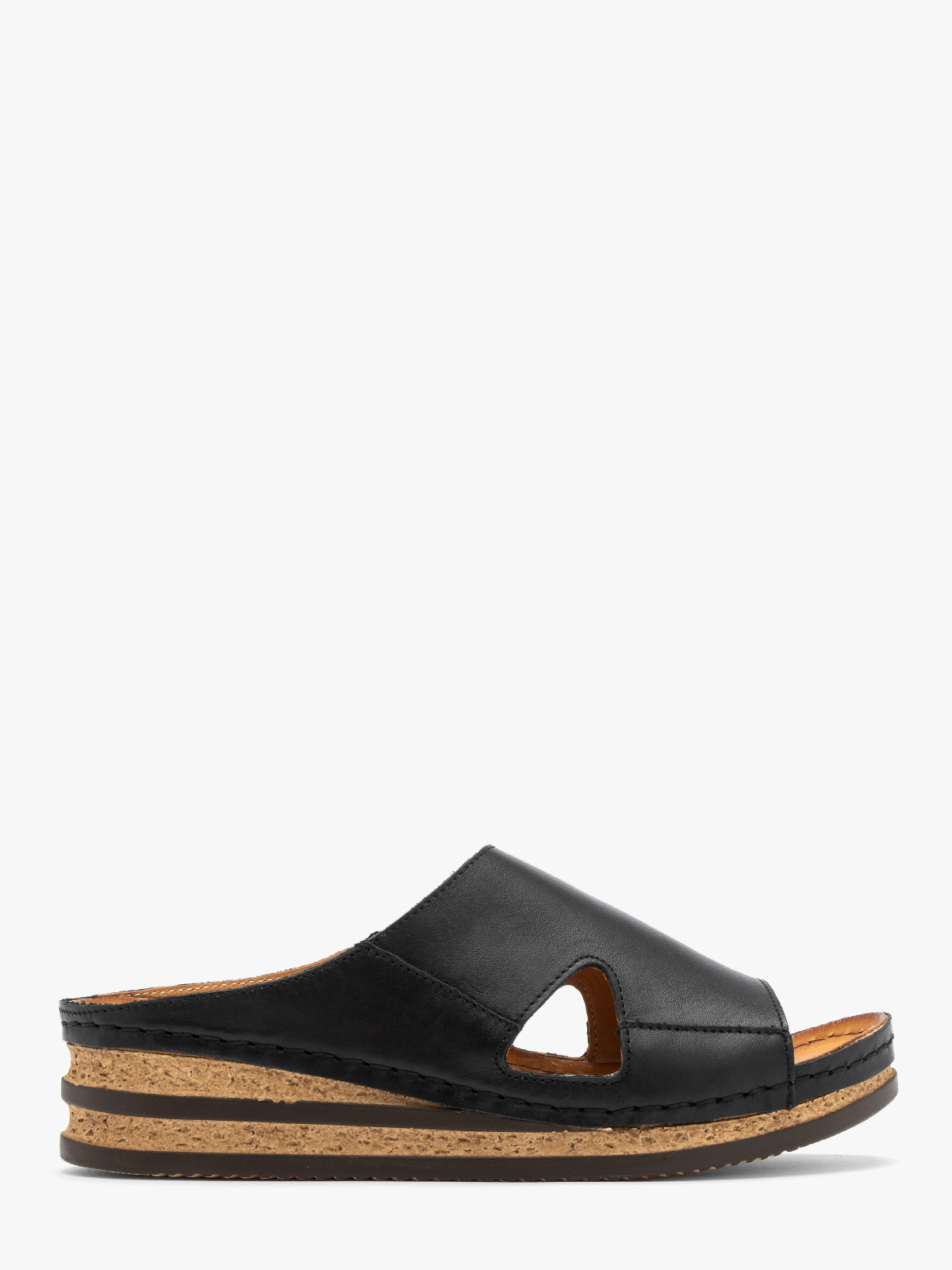 Czarne klapki na dwukolorowej, niskiej platformie RAMONA