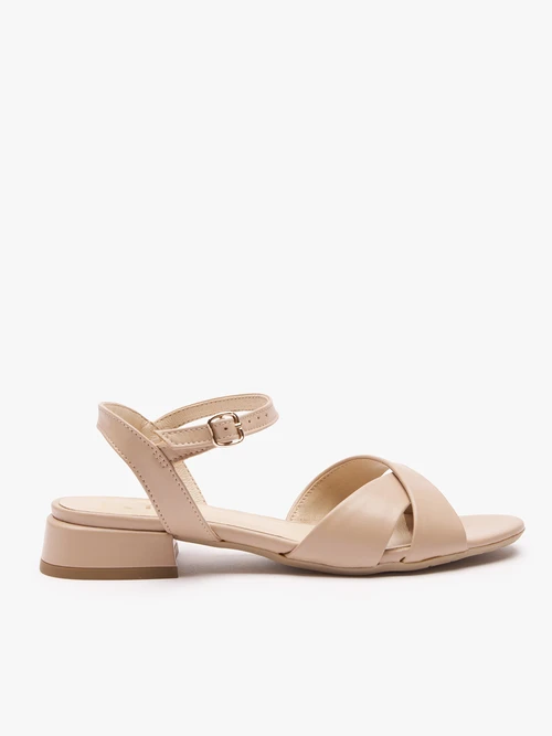 Beżowe sandały ze skóry licowej