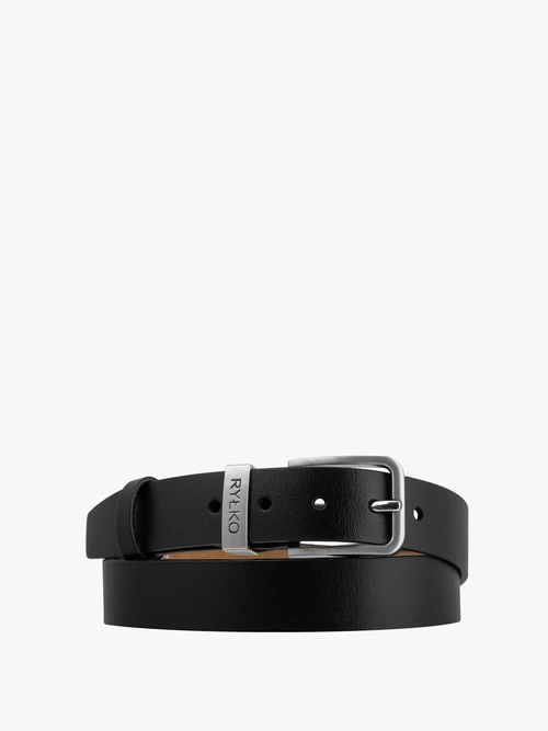 Czarny pasek męski ze srebrną klamrą