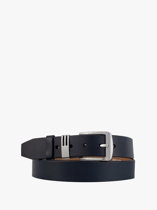 Granatowy pasek ze skóry licowej