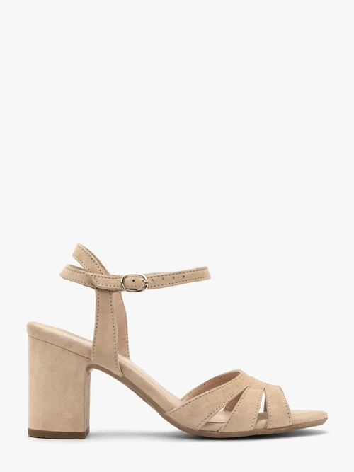 Welurowe sandały damskie na obcasie