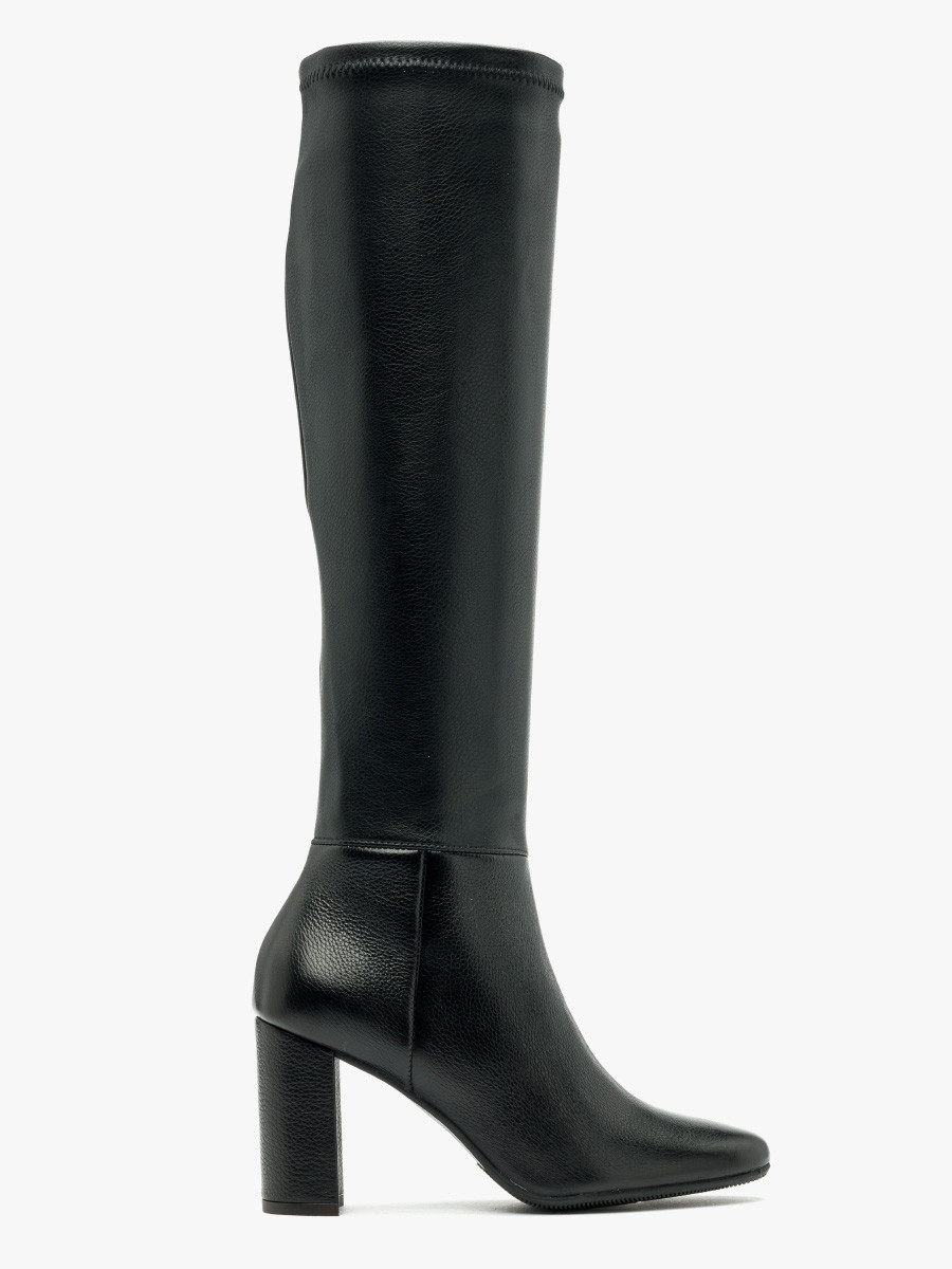 Czarne kozaki z elastyczną cholewką DORISS