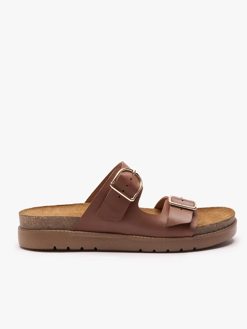 Brązowe klapki z dwoma paskami