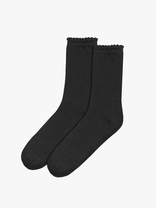 Czarne skarpety bawełniane z falbanką