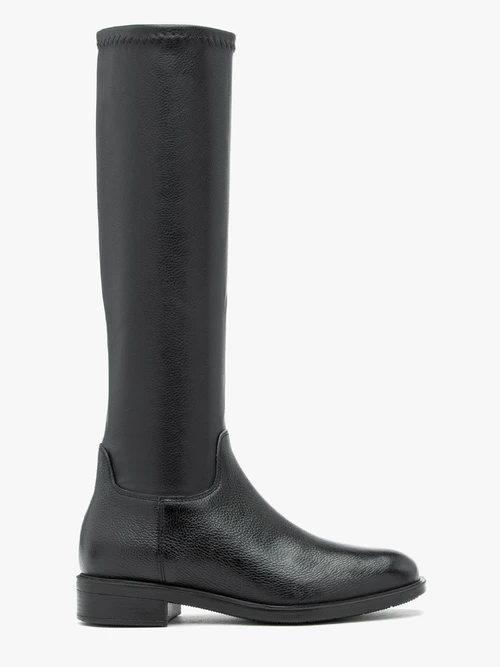 Czarne elastyczne kozaki z wąską cholewką