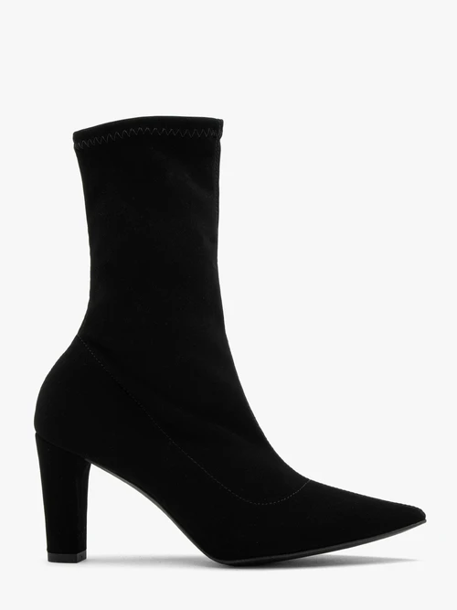 Czarne elastyczne botki na grubej szpilce