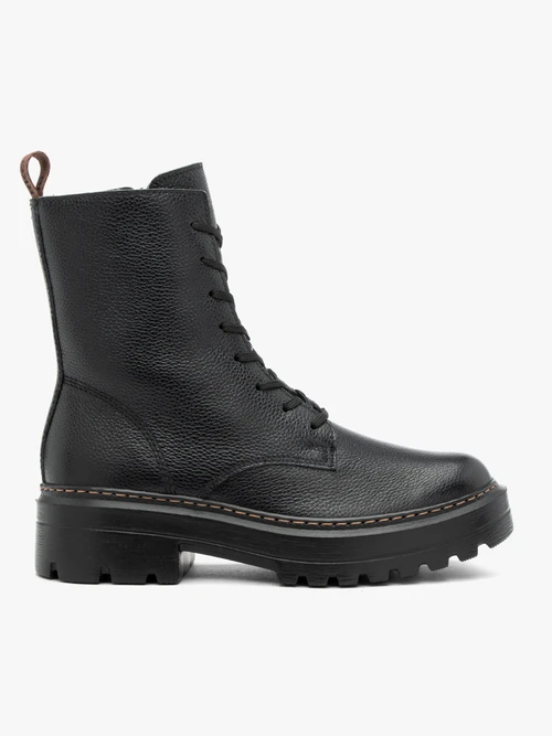 Czarne trapery ze skóry licowej