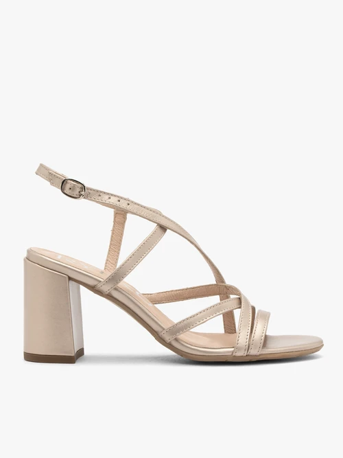 Platynowe sandały damskie na stabilnym obcasie