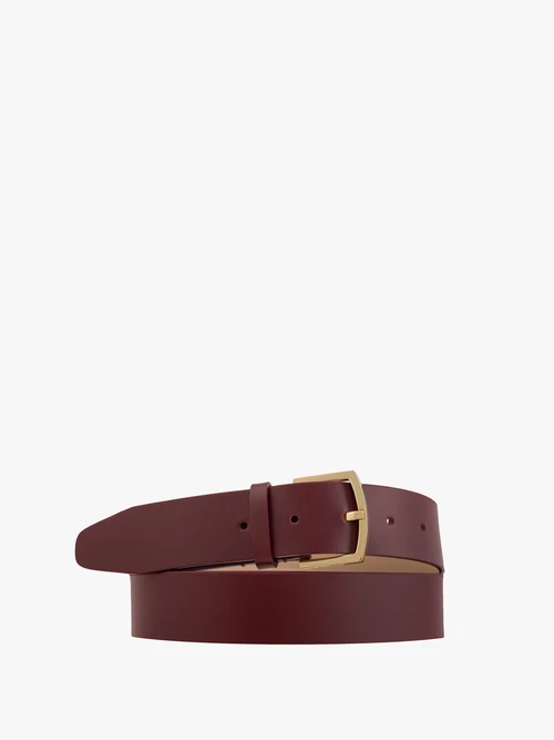 Bordowy pasek ze skóry licowej