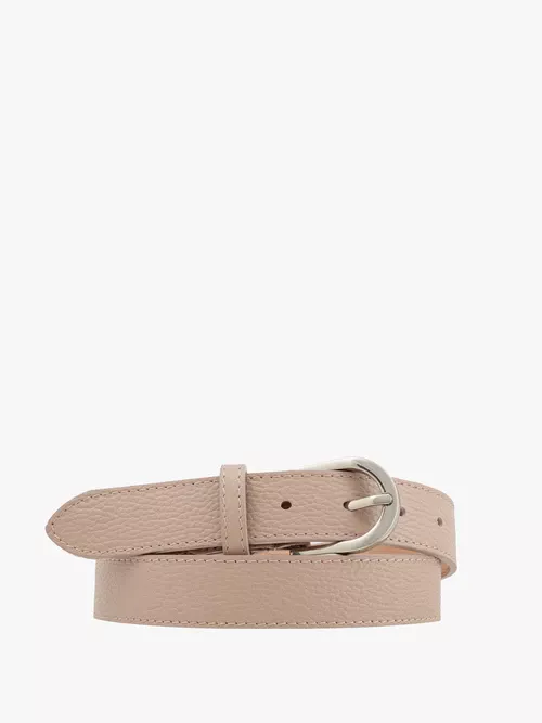 Beżowy pasek damski ze srebrną klamrą