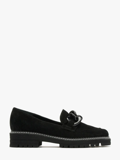 Welurowe mokasyny z łańcuchem