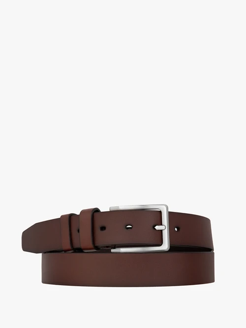 Ciemnobrązowy pasek ze skóry licowej