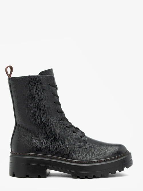 Czarne trapery ze skóry licowej