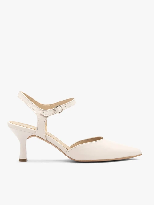 Kremowe ślubne czółenka slingback