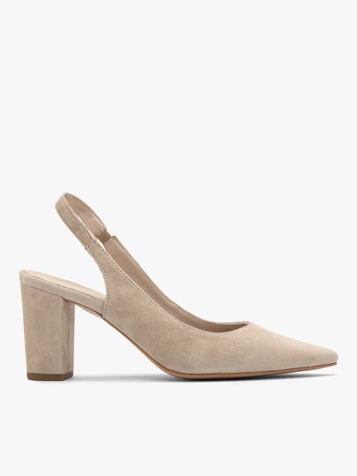 Beżowe czółenka na słupku z otwartą piętą