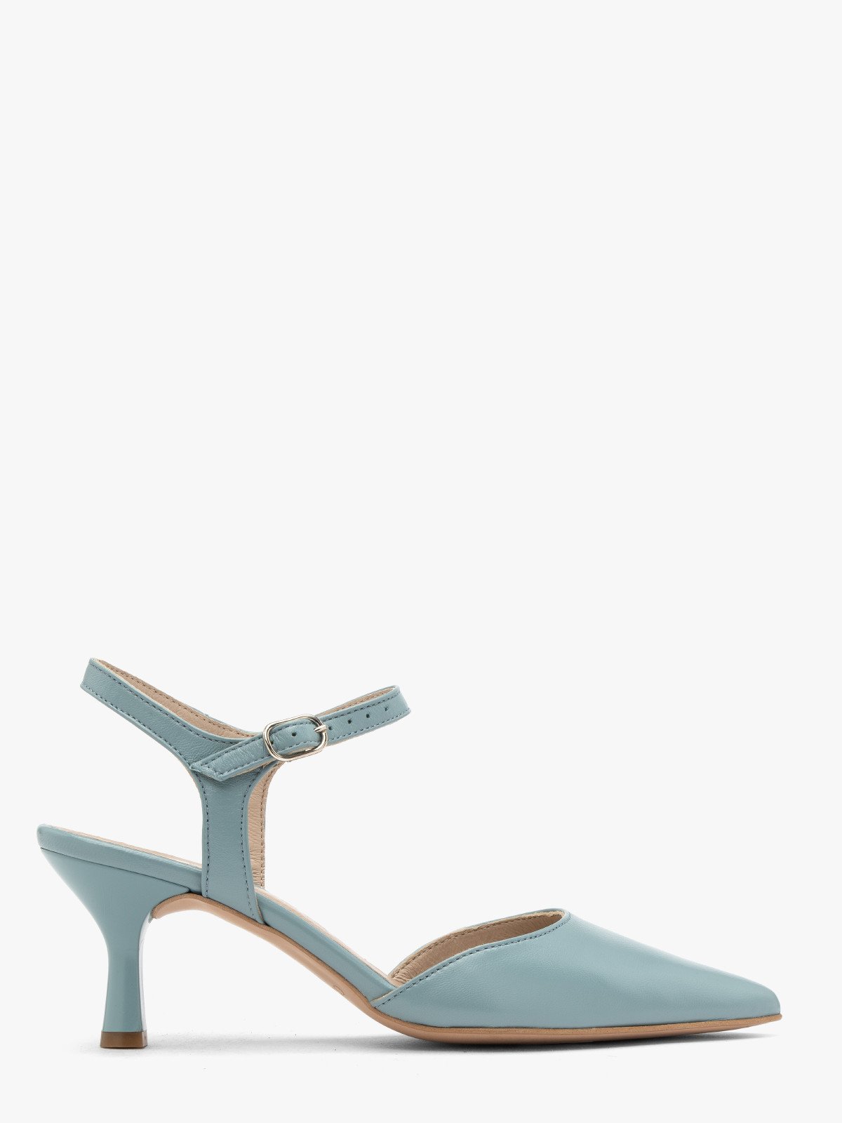 Niebieskie czółenka na lakierowanym obcasie JOAN