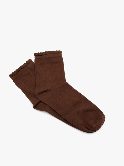 Brązowe skarpety bawełniane z falbanką
