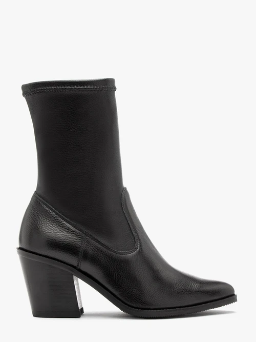 Czarne elastyczne botki damskie na masywnym klocku