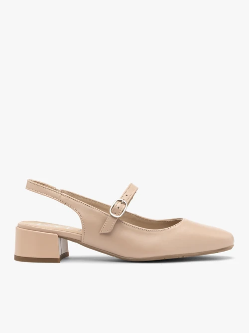 Beżowe czółenka na niskim klocku