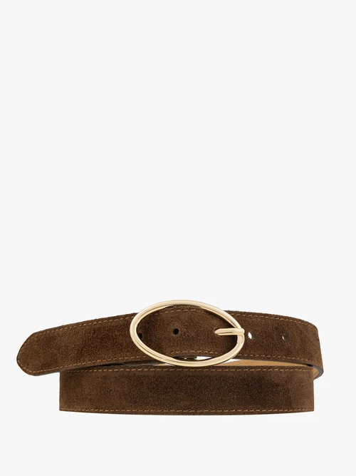 Jasnobrązowy pasek ze skóry welurowej