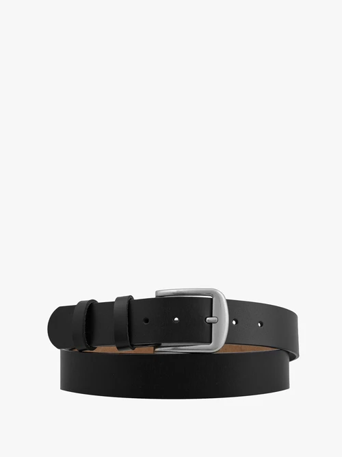 Czarny pasek męski ze skóry licowej