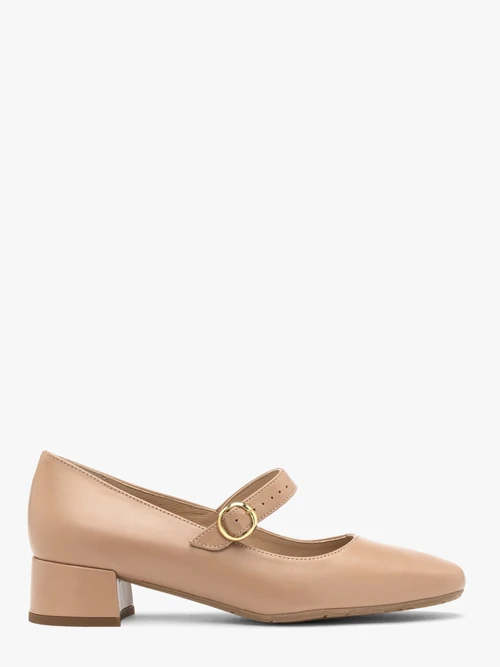 Beżowe czółenka na niskim klocku