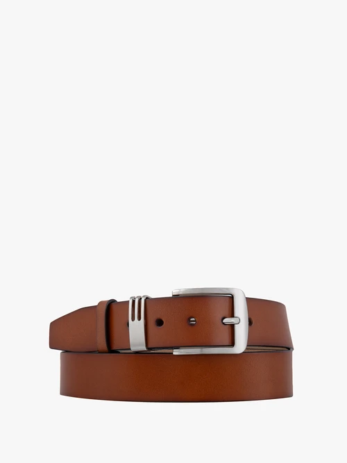 Rudy pasek ze skóry licowej