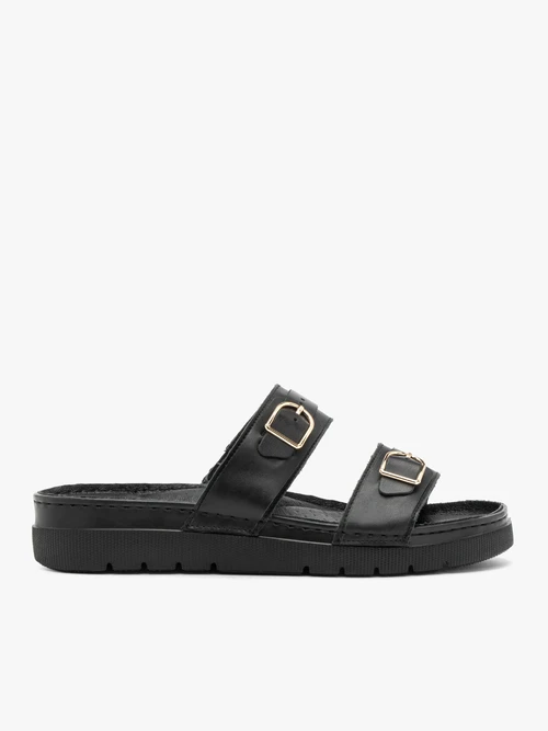 Czarne klapki damskie płaskie