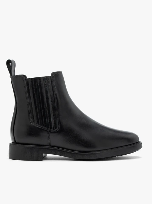 Czarne ocieplane sztyblety ze skóry licowej