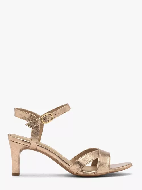 Złote sandały damskie na obcasie