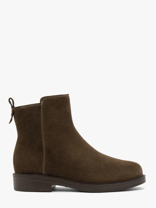 Zielone botki ze skóry welurowej