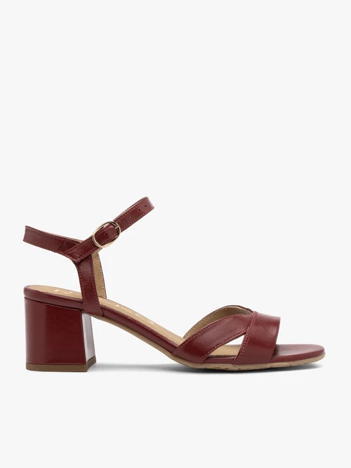 Bordowe sandały damskie na klocku