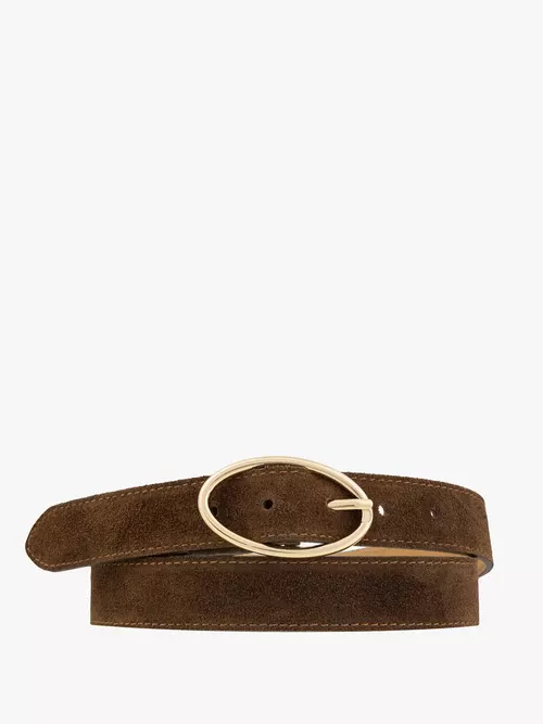 Jasnobrązowy pasek ze skóry welurowej