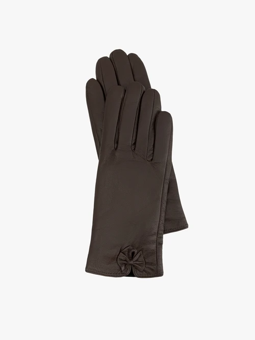 Brązowe rękawiczki ze skóry licowej