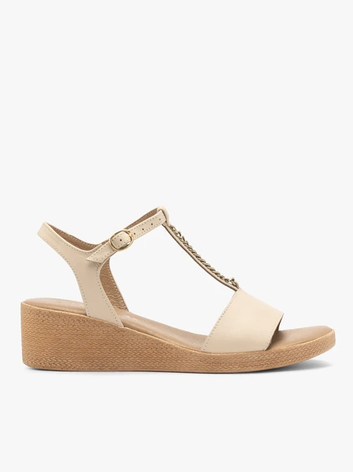 Kremowe sandały damskie z łańcuszkiem