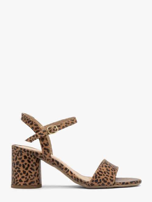 Brązowe sandały damskie w panterkę