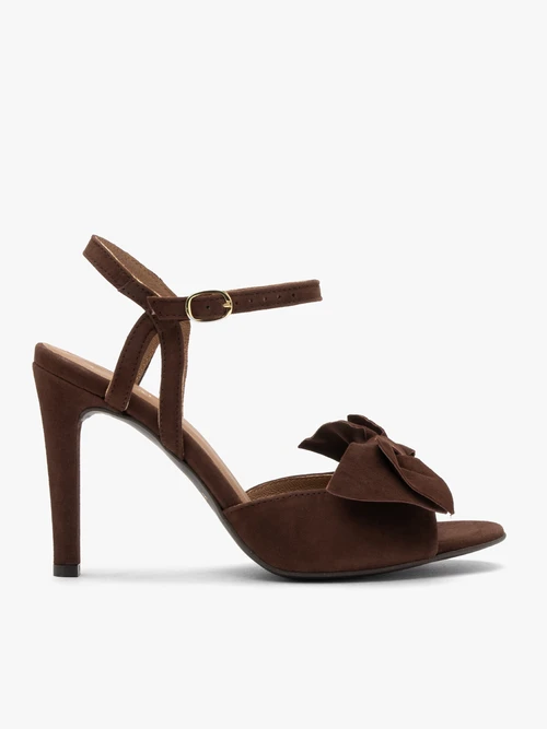 Ciemnobrązowe sandały damskie na szpilce