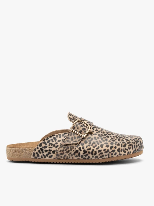 Mule damskie w panterkę