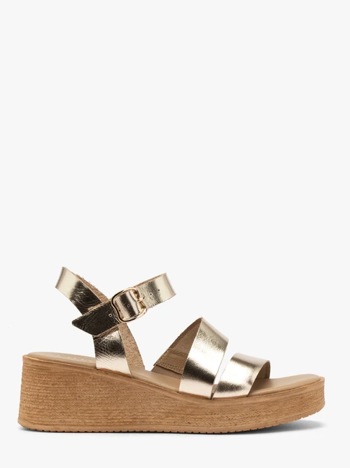 Platynowe sandały damskie na obcasie