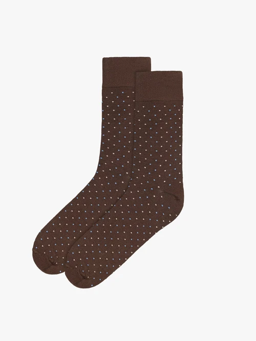 Brązowe skarpety męskie w kropki