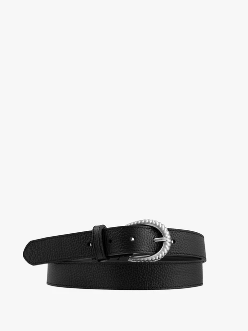 Czarny pasek ze skóry licowej