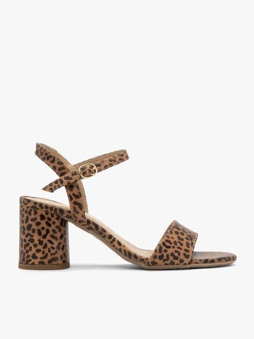 Brązowe sandały damskie w panterkę